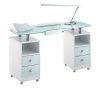 Table manucure 2 colonnes de rangement avec aspirateur Wood Glass Double Vented
