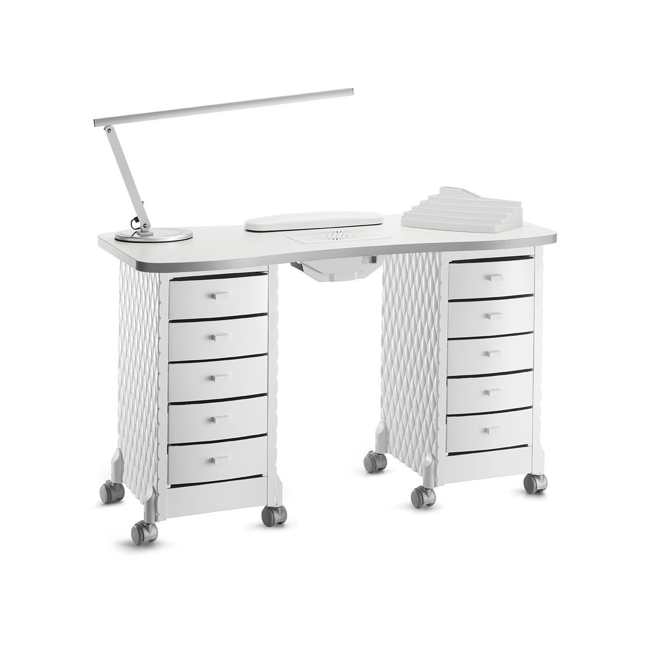 Belle table manucure avec aspirateur et 10 tiroirs