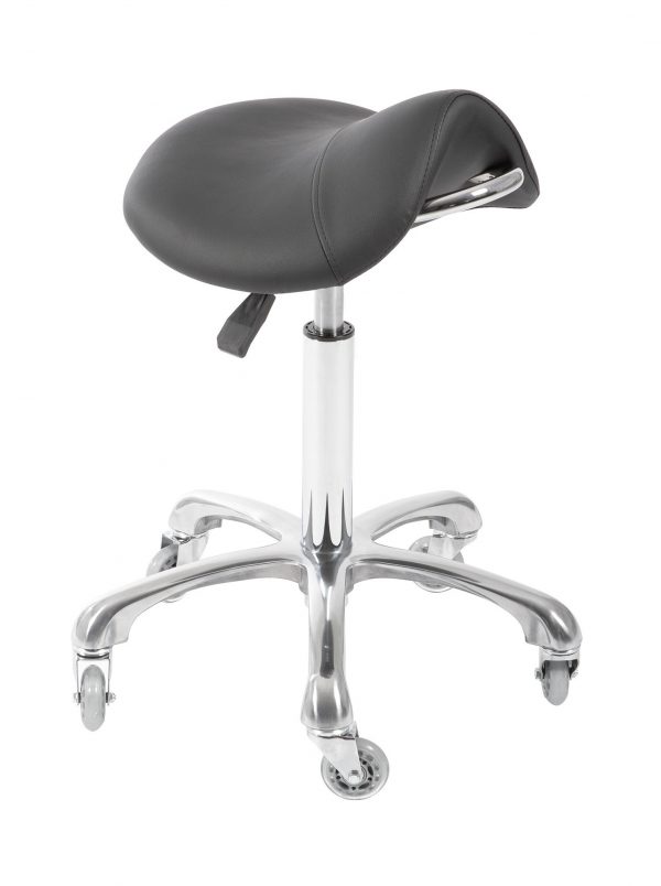 Tabouret Paul selle noire pied chromé