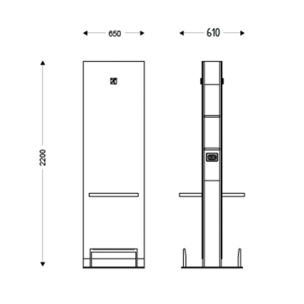 Coiffeuse centrale NICE dimensions