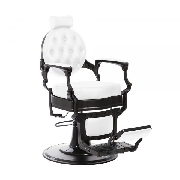 Fauteuil barber blanc en position assise