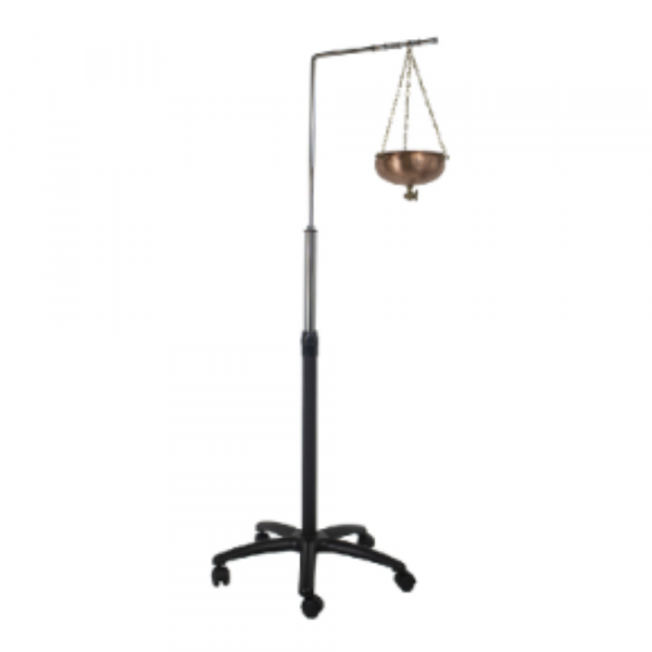 Balance sur roulettes pour traitement holistique en salon de coiffure.