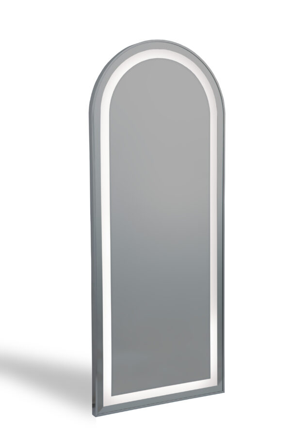 Grand miroir de coiffure MIRKA avec led et bords argenté pour coiffeuses