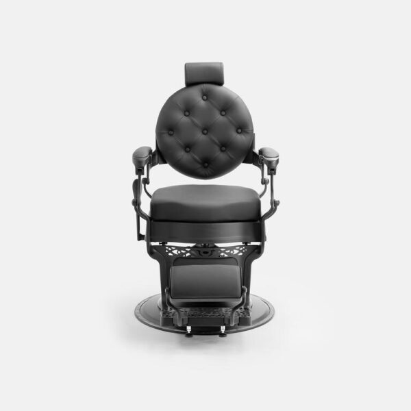 Fauteuil barber SOLARIUS BLACK en PVC noir avec structure métallique et repose-pieds réversible