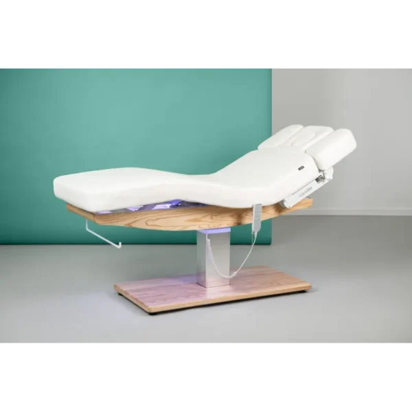 Table esthétique chauffante ZENYA – table de spa électrique 3 moteurs avec fonction CPR et revêtement PU blanc