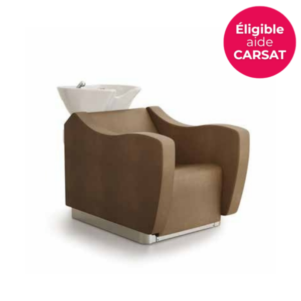 Bac de lavage Majesté Lift réglable en hauteur avec repose-jambes et cuvette ergonomique pour salon de coiffure professionnel