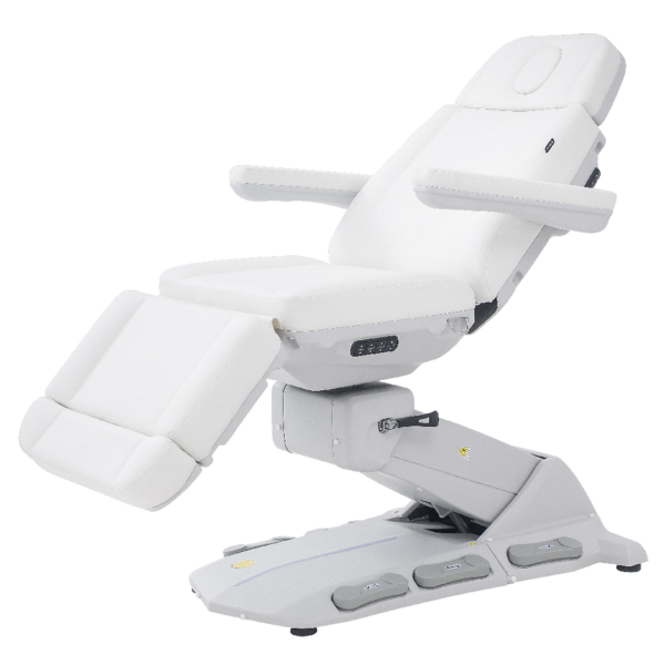 Fauteuil esthétique électrique CHRISTINA WHITE beige avec 4 moteurs et réglages électriques professionnels