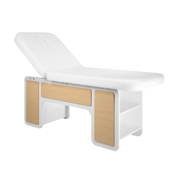 Table Spa INDIA White Oak professionnelle pour soins esthétiques et massages en institut.